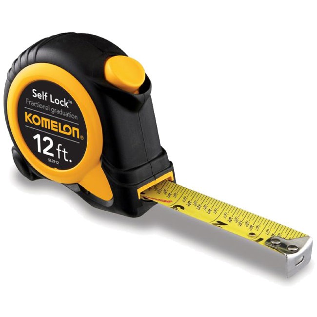 Komelon USA SL2912 12' Self Lock Speed Mark Tape Measure Nylon Coated Steel Blade 12' x 5/8"