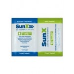 CoreTex 71442 Sun X Lotion foil pack single dose with attached dry towelette. Sunscreen SPF 30+ Fish bowl Dispenser